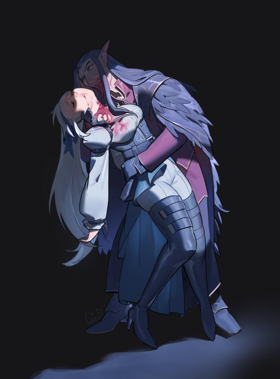 Spooky Heartwine and Anwyn Art by catedrougett @bluesky