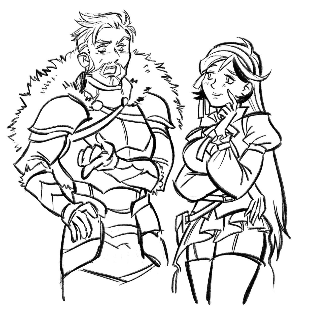 Kane and Anwyn sketch Art by @fightyoursorrow on bluesky