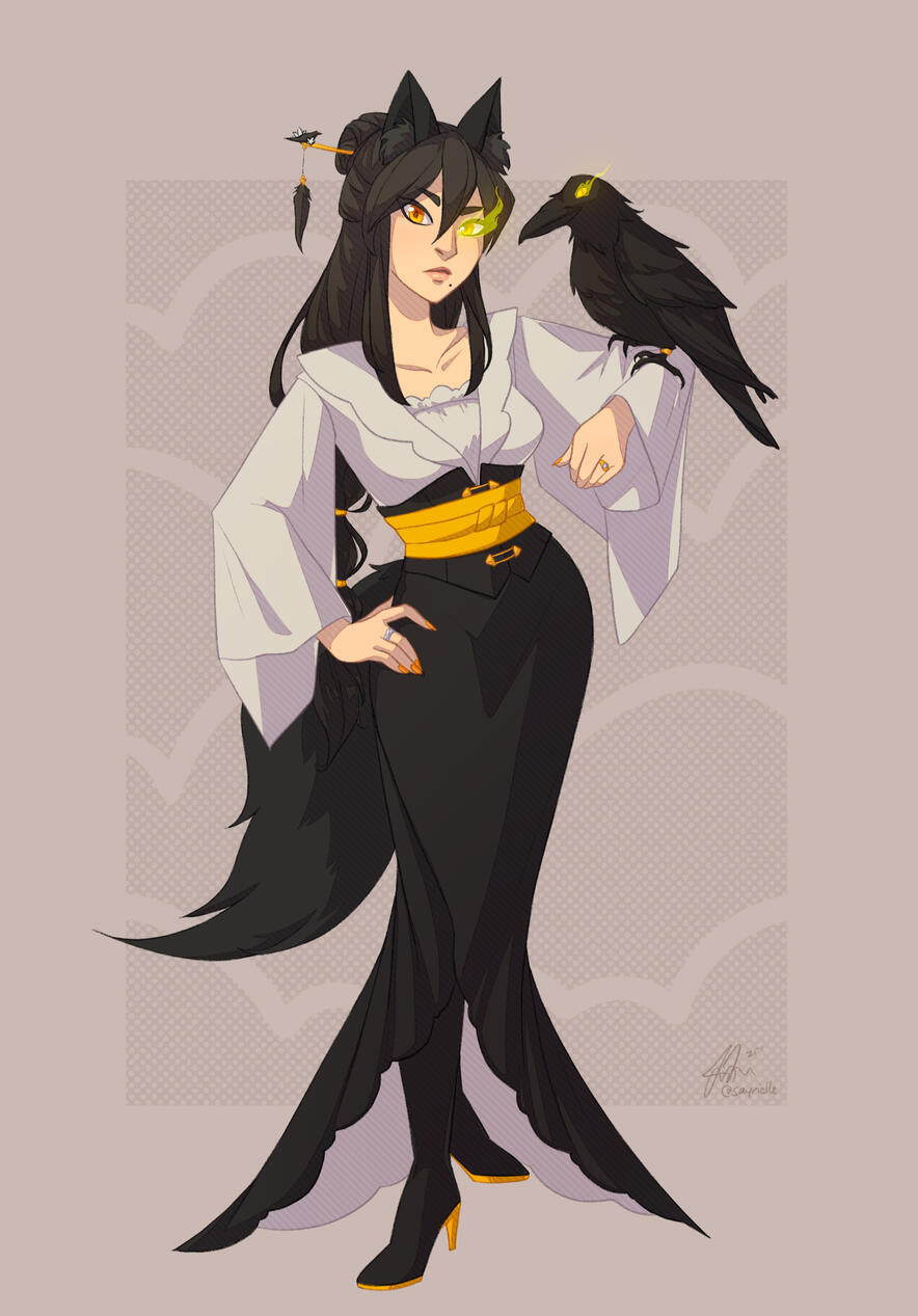 Akari (+Hugin) Full Body (Fox version) Art by me